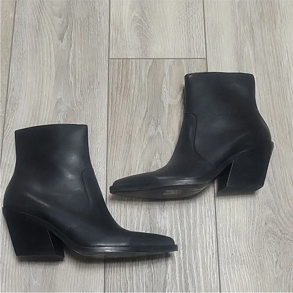 Dolce Vita Size 8 Volli Black Leather Heeled Boots - Picture 4 of 10